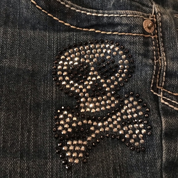 Justice girls Skull and Crossbones bling jeans Sz 10s - Picture 1 of 5